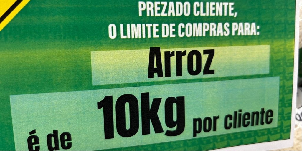 Supermercado limita quantidade de arroz por cliente em até 10 kg