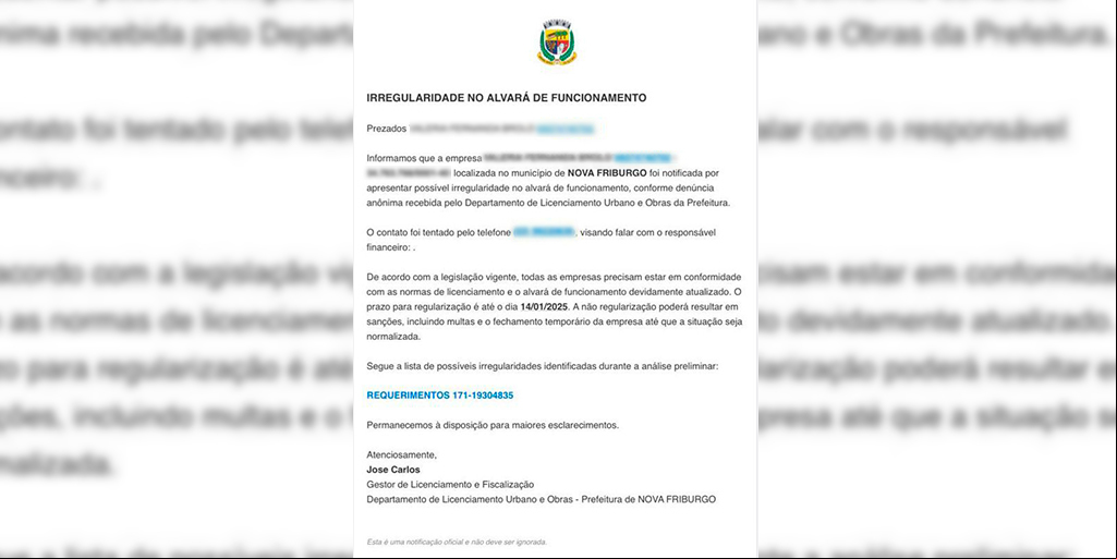 Criminosos criam até setores fictícios da prefeitura e enviam emails como este para enganar as vítimas 