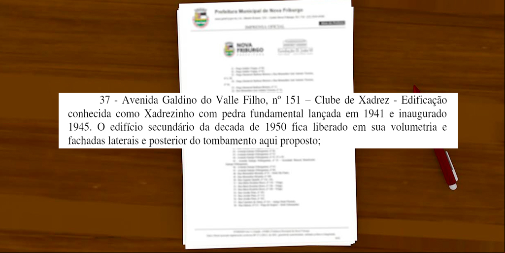 Decreto municipal nº 3.094 estabeleceu tombamento definitivo da parte, iniciada em 1941, do Clube de Xadrez 